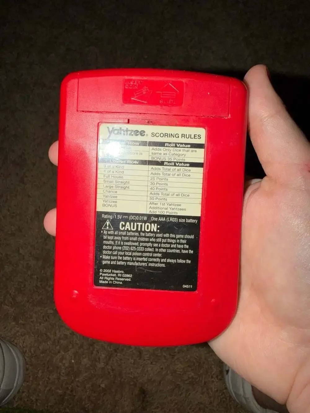 Vintage 2002 Yahtzee Handheld Game - Hasbro Tested Working! Clean!
